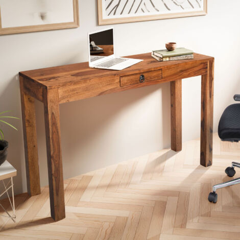 Console bureau 1 tiroir 118x40x76 cm en sheesham massif