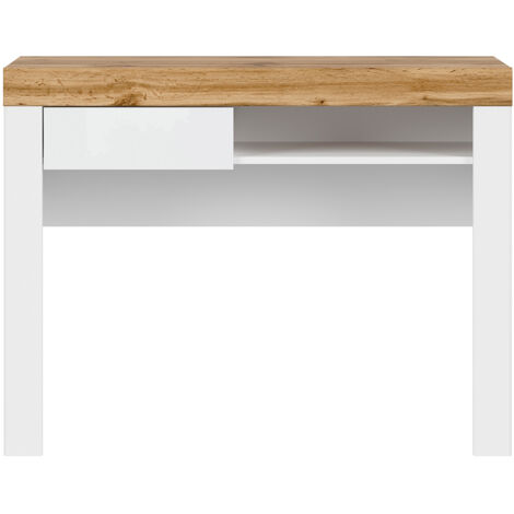 Console bureau 1 tiroir Hella Blanc et Bois
