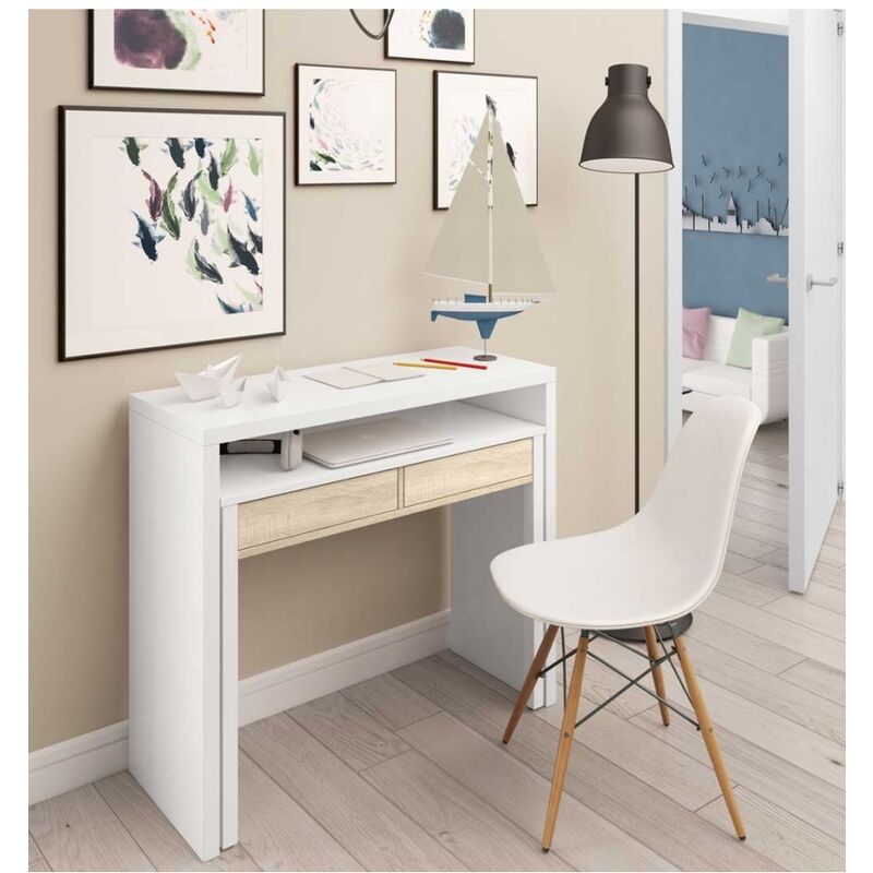 Console bureau max - Chêne / blanc - Chêne / blanc