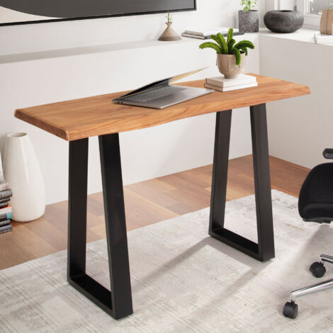 Console bureau pieds U 118x41x76,5 cm en acacia naturel et métal noir
