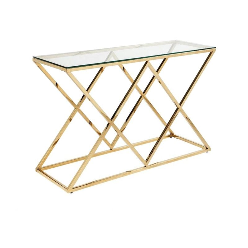 Pascal Morabito - Console charlotte de Verre trempé et acier - Doré