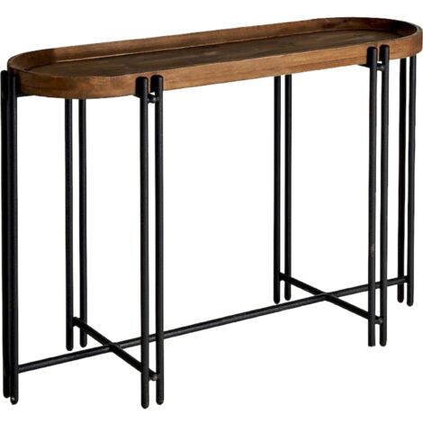 Console chic en bois et métal pour élégance intérieure - Bois naturel et métal noir