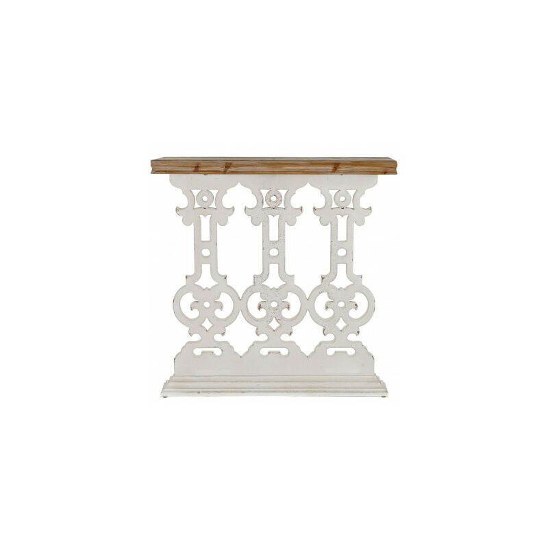 wadiga - console classique en bois blanc et plateau bois - blanc