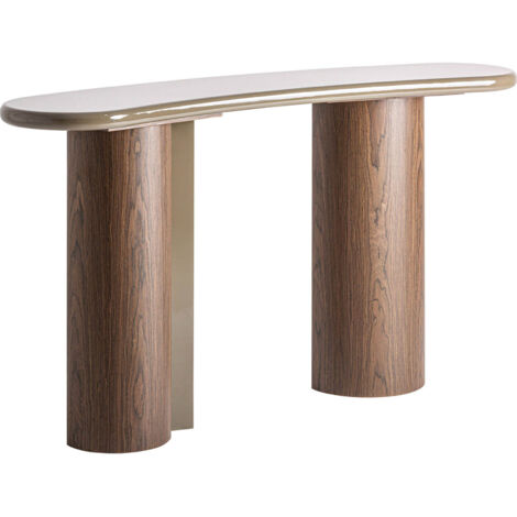 Console contemporaine en bois mdf vert et placage brun élégant - Vert profond et bois naturel