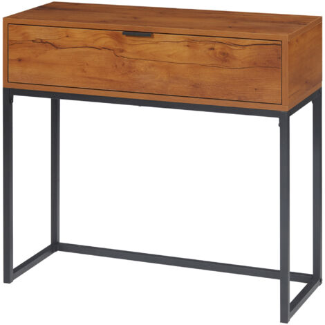 Console de style industriel, table d'appoint, buffet, 1 tiroir, marron et noir