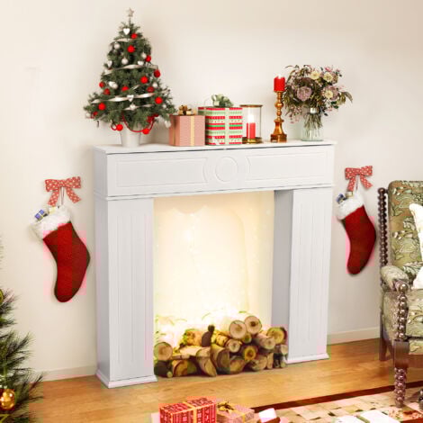 FORTUNA LAI Console decorativa da caminetto con scomparti, compartimento segreto, 107x100 cm, bianco