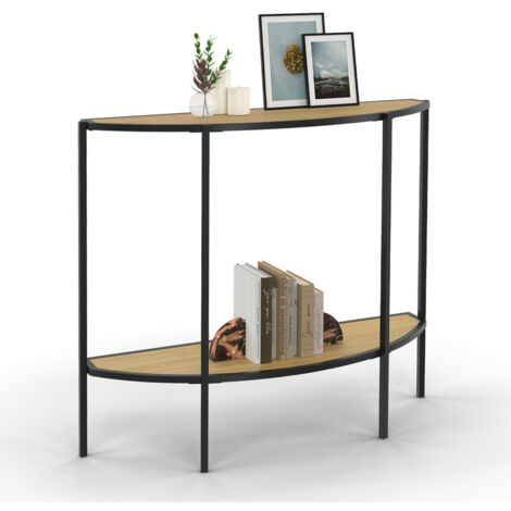 Console Bout De Canapé Detroit - Table D'Appoint Design Industriel 140x20x75 Cm - Bois Et Métal
