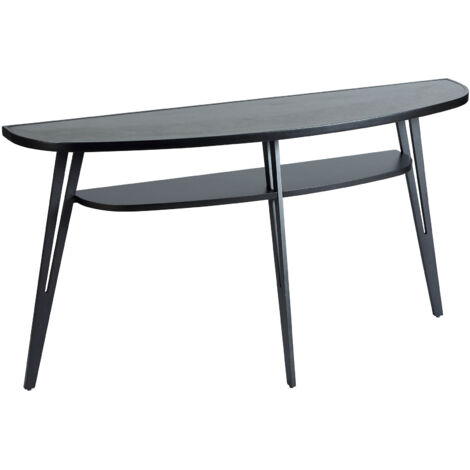 Console demi-lune double plateau 140x35x74,5 cm noire