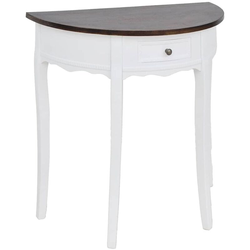 Vidaxl - Table console avec tiroir et dessus de table marron Demi-ronde