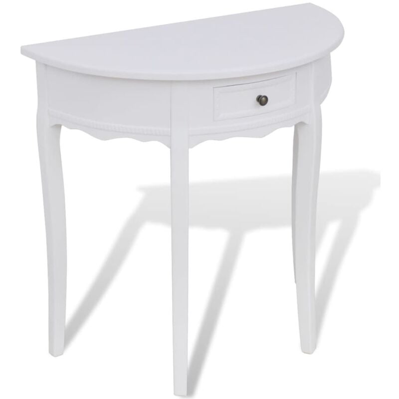 Vidaxl - Table console avec tiroir Demi-ronde Blanc