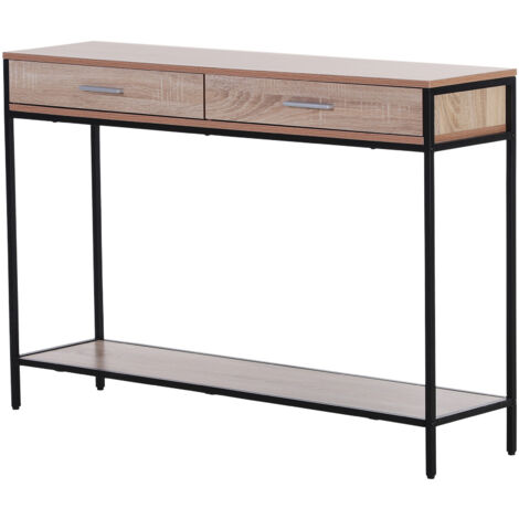 Console d'entrée avec tiroirs et structure en acier pour couloir, 120 x 30 x 81,5 cm, chêne