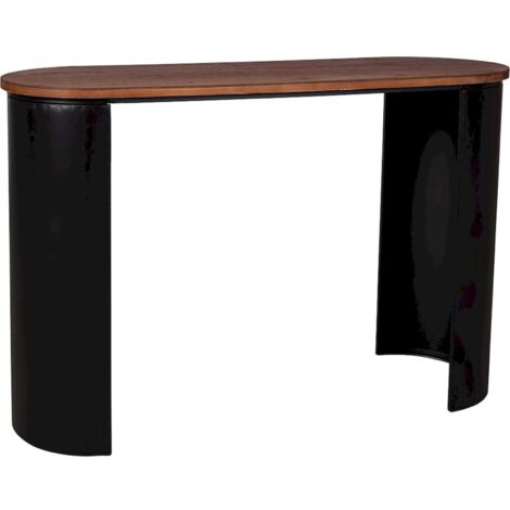 Console d'entrée bois noir style contemporain - Noir et bois naturel