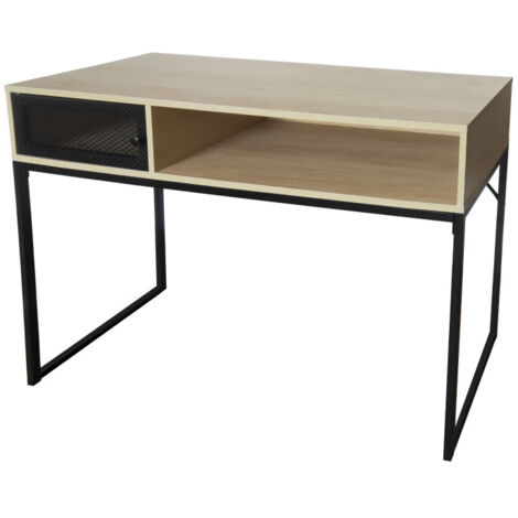 Console d'entrée en bois et métal noir 120x39.5x75cm