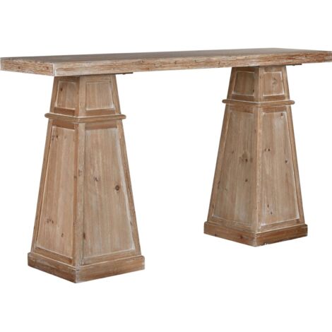 Console d'entrée en bois mdf style néoclassique naturel - Bois naturel patiné clair