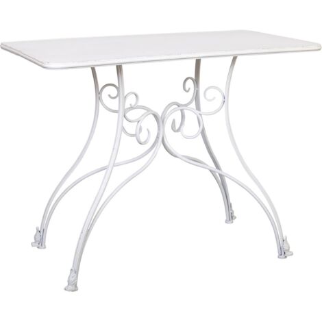 Console d'entrée métal blanc vieilli style contemporain - blanc vieilli antique