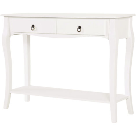 Console d'entrée moderne avec 2 tiroirs, en bois, 100 x 33 x 75 cm, blanche