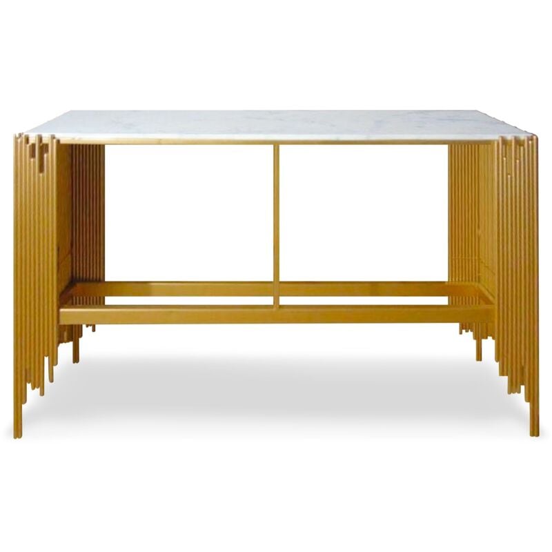 Cotecosy - Console design Falbala Marbre Blanc et Métal Or