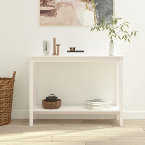 Console Design industriel Table d'entrée  Blanc 110x40x80 cm Bois massif de pin 82501