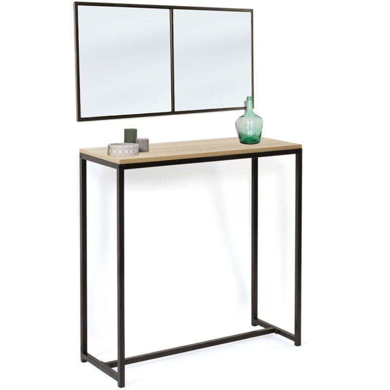 Lot console detroit avec miroir 2 bandes design industriel
