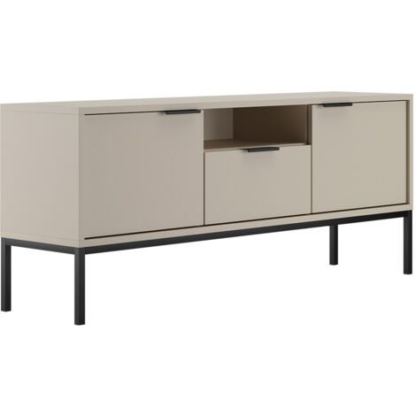 Console double plateau 90x30x77 cm blanc et métal noir - COKEY