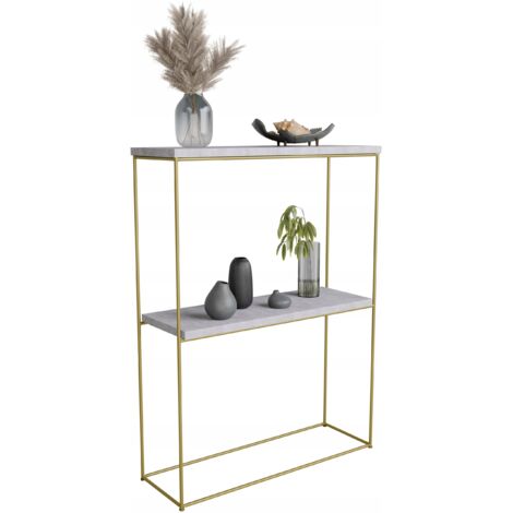 Console double pour le hall en fil de fer 8 mm 60x20 Béton Doré Clair