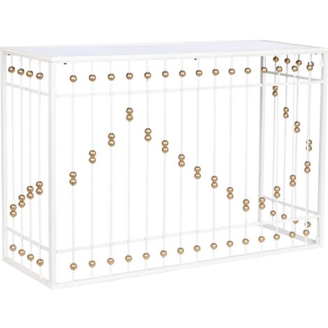 Console élégance métal blanc et touche dorée - Blanc doré