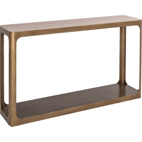 Console élégante avec plateau réversible travertin ou verre noir - sable doré élégant
