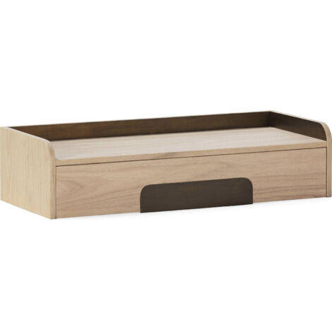 Console élégante en bois naturel et laiton - Teinte bois naturel avec accents laiton