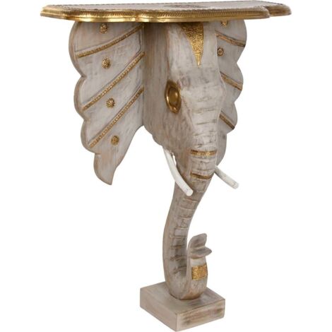 Console Éléphant Gris Or pour une Entrée Chic - Gris éléphant avec nuances dorées et blanches