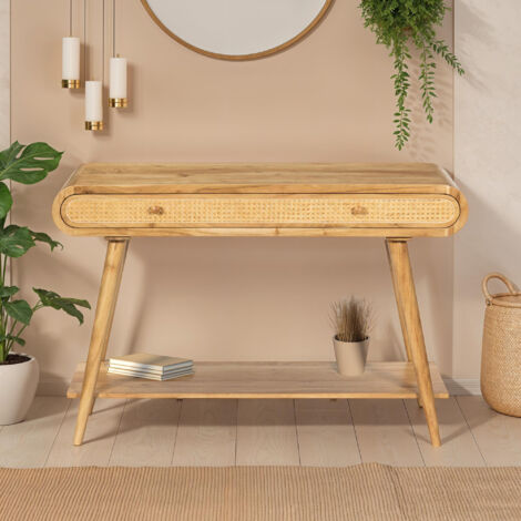 Console en acacia et rotin 120x50x76cm