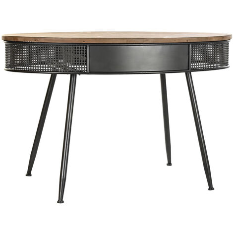 Console en bois de sapin naturel et métal noir - Longueur 120 x Profondeur 65 x hauteur 77 cm -PEGANE-