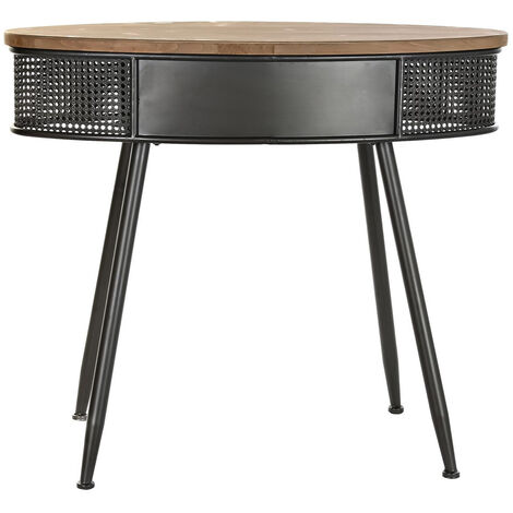 Console en bois de sapin naturel et métal noir - Longueur 90,50 x Profondeur 39 x hauteur 78 cm -PEGANE-