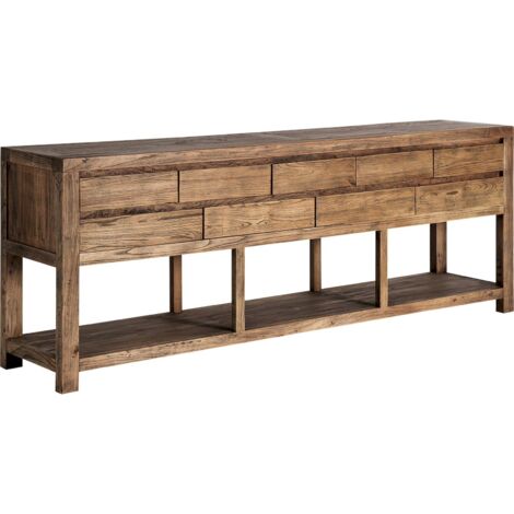 Console en bois d'orme marron finition marbrée style contemporain - Marron bois d'orme marbré