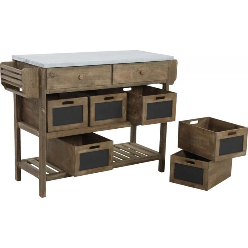 Console en bois et zinc