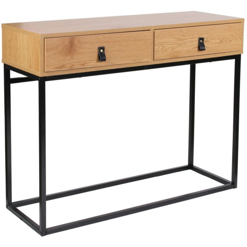 The Home Deco Factory – Console en bois MDF et métal noir – Dimensions L 100 x l 35 x H 80,5 cm – 2 tiroirs de rangement – Design industriel élégant The Home Deco Factory – Console en bois MDF et métal noir – Dimensions L 100 x l 35 x H 80,5 cm – 2 tiroirs de rangement – Design industriel élégant