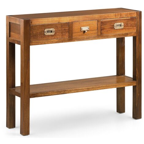 Console en bois massif de Mindy 3 tiroirs 1 tablette ORKA 95cm
