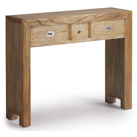 Console en bois massif naturel 3 tiroirs MAZARI