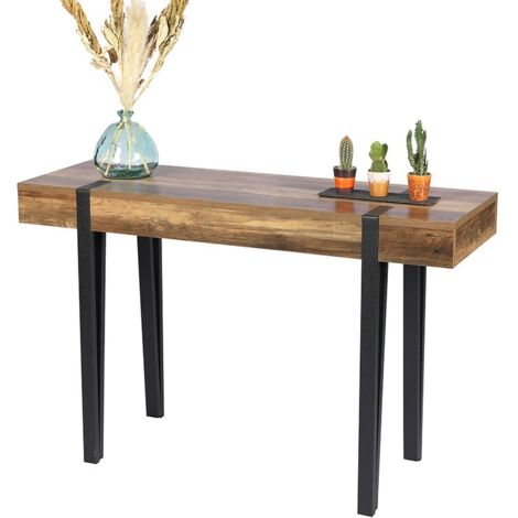 Console en bois MDF et métal noir – Plateau rectangulaire 120 x 40 x H 76 cm – Design épuré pour décoration – Montage facile – Fornord