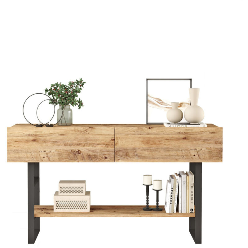 Console en bois "ML23" - 138 x 43 x 75 cm - Beige Console en bois "ML23" - 138 x 43 x 75 cm - Beige