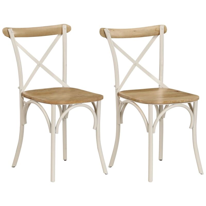 Vidaxl - Ensemble de 2 chaises de bois massif massif idéales pour la cuisine avec structure blanche