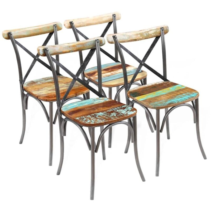Vidaxl - Chaises à manger lot de 4 bois de récupération solide