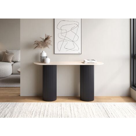 Console en marbre composite beige pieds noir DHARA BLACK