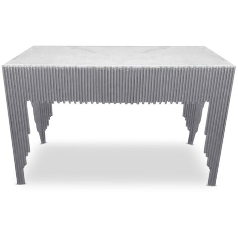 Console en Marbre "Zane" 106cm Blanc & Argent