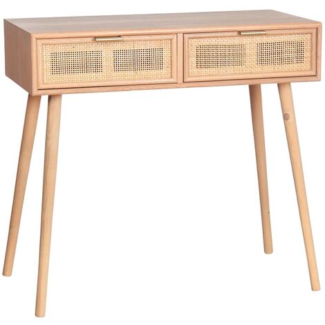 Console en MDF et rotin tressé Roro