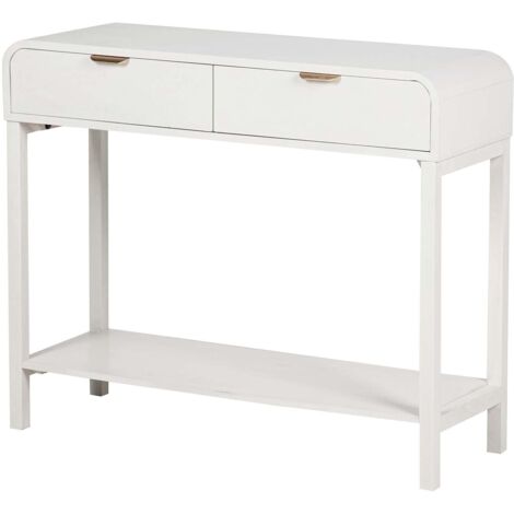 Console en MDF pin blanc doré 90 x 32 x 75 cm