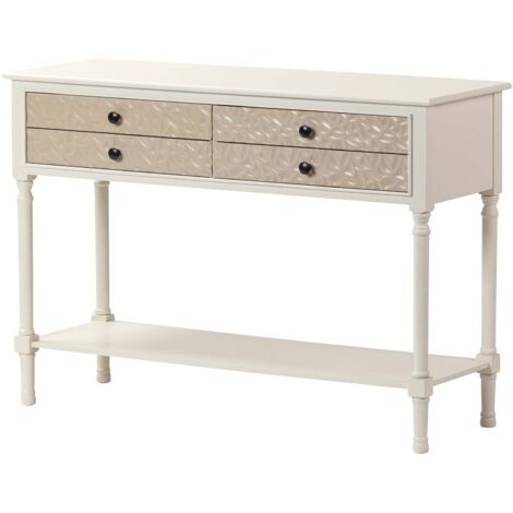 Console en MDF pin blanc et marron 107 x 38 x 75 cm