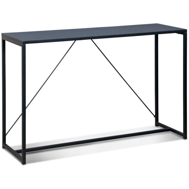 Sweeek - Console en métal noir 120 x 39 x 79cm - Industrielle - 1 barre de renfort
