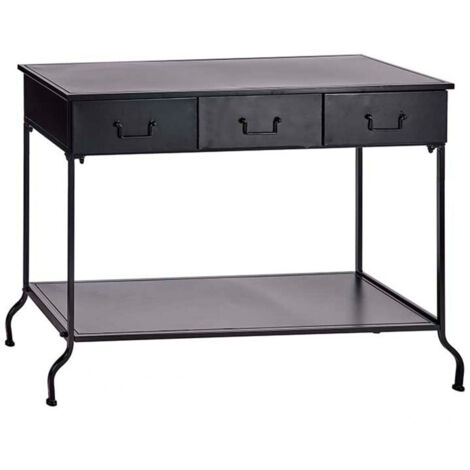 Console en métal noir 3 tiroirs et 1 étagère 84,5x43x121cm