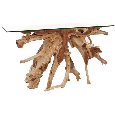 Console en racine de teck blanchi Racinka 135cm