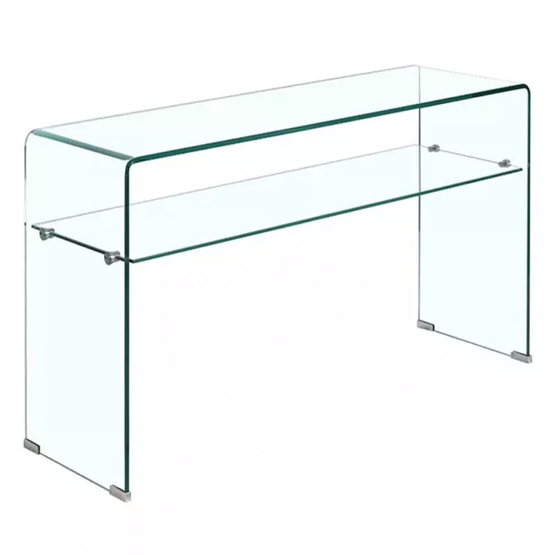 Console rectangulaire 100 cm en verre trempé – Étagère vitrée 40 cm – Structure solide 12 mm – Design moderne pour salon ou bureau – Meubletmoi